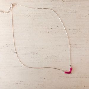 Sterling Silver Necklace with Pink Chevron